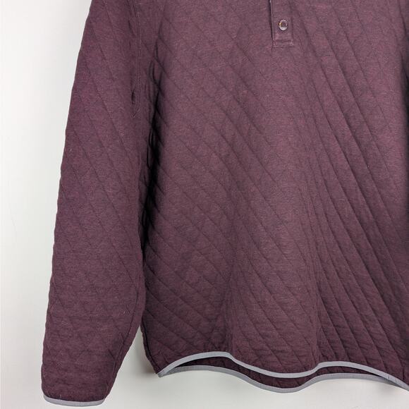 Mountain and Isles Men's Burgundy Quilted Snap High Neck Pullover Sweatshirt XXL - Picture 3 of 6